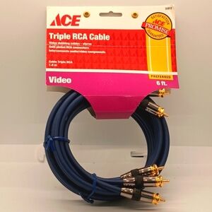 Triple RCA Cable (6' feet) Ace - New, Never Used!